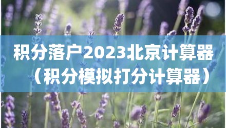 积分落户2023北京计算器（积分模拟打分计算器）