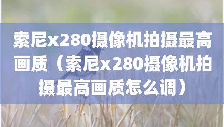 索尼x280摄像机拍摄最高画质（索尼x280摄像机拍摄最高画质怎么调）