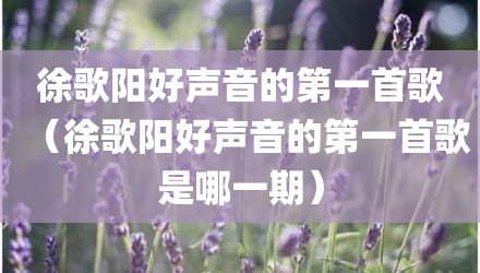 徐歌阳好声音的第一首歌（徐歌阳好声音的第一首歌是哪一期）