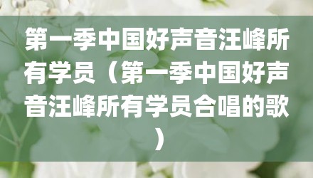 第一季中国好声音汪峰所有学员（第一季中国好声音汪峰所有学员合唱的歌）