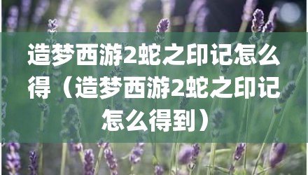 造梦西游2蛇之印记怎么得（造梦西游2蛇之印记怎么得到）