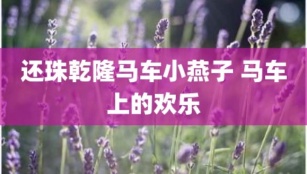 还珠乾隆马车小燕子 马车上的欢乐