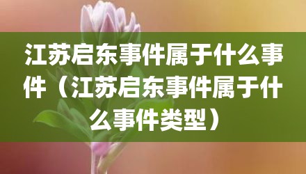 江苏启东事件属于什么事件（江苏启东事件属于什么事件类型）