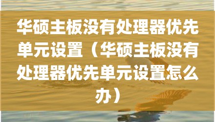 华硕主板没有处理器优先单元设置（华硕主板没有处理器优先单元设置怎么办）