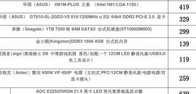 组装电脑配置清单2014（组装电脑配置清单2014版）