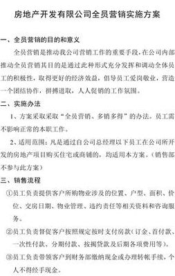 全员营销（全员营销方案实施细则）