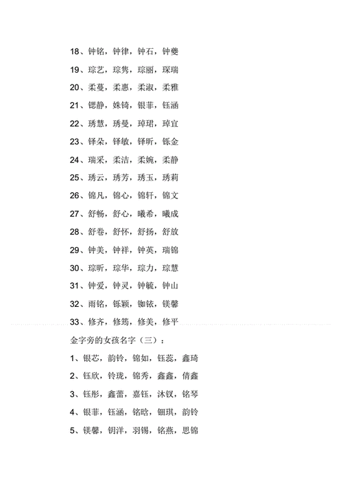 带金字旁的字（带金字旁的字女孩）