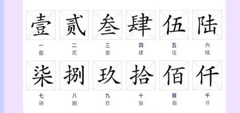 繁体数字（繁体数字大写）