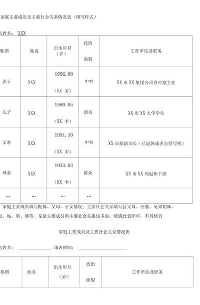 家庭成员及主要社会关系（家庭成员及主要社会关系怎么填写）